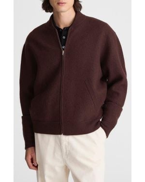 Madewell Boiled Wool Baseball Sweater Jacket - Brown