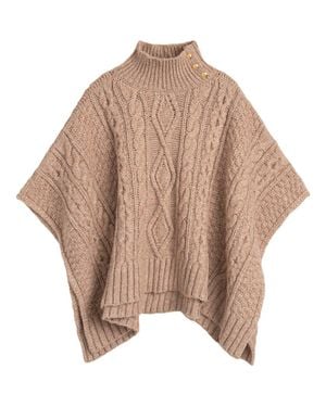 Ralph Lauren Crest Button Cable Poncho - Natural