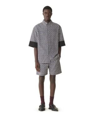 Lanvin Loose-Fit Printed Cotton Shirt - Gray