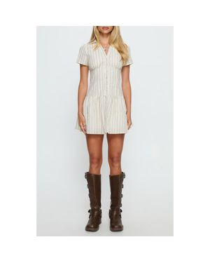 Princess Polly Windswept Stripe Mini Shirtdress - White