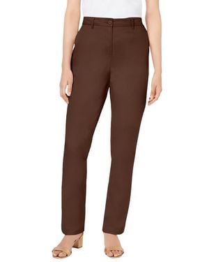 Jessica London Stretch Cotton Chino Straight Leg Pant - Brown