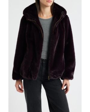 Via Spiga Faux Fur Hooded Jacket - Black
