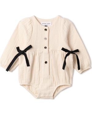 Charlotte & George Woven Ribbon Bubble Romper - Natural