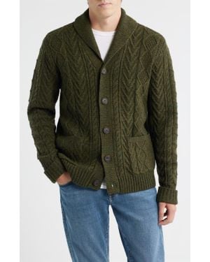 Schott Nyc Wool Blend Fisherman Cardigan - Green