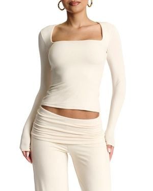 Naked Wardrobe Square Neck Crop Top - White