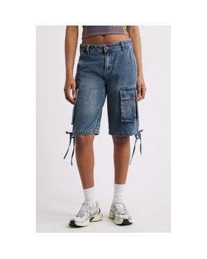 PTCL Vale Baggy Denim Cargo Bermuda Shorts - Blue