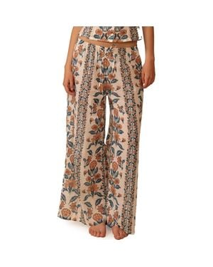 Montce Wide Leg Cotton Cover-Up Pants - Brown