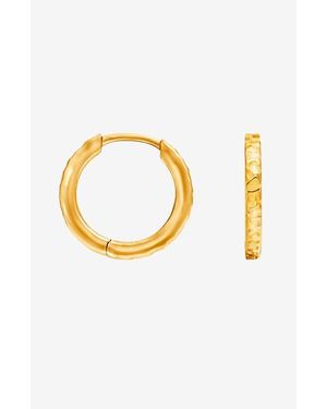 Dower & Hall Medium Hammered Nomad Huggie Hoops - Metallic