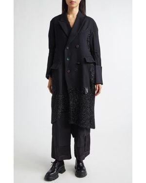 Undercover Cotton & Wool Mixed Media Coat - Black
