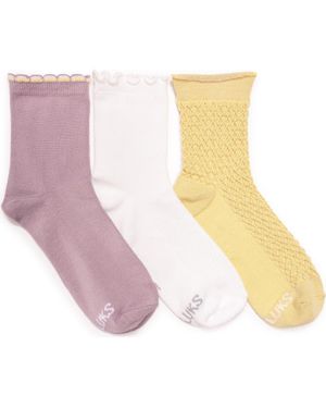 Muk Luks Whisper Assorted 3-Pack Crew Socks - Pink