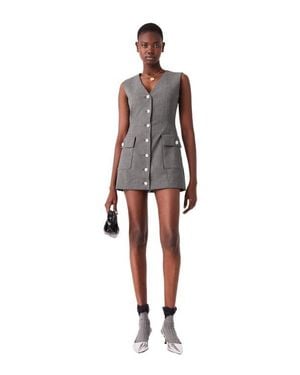 Maje Jewel Button Tailored Jumpsuit - Gray