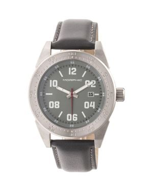 Morphic M63 Series Leather-Band Watch W/Date - Metallic