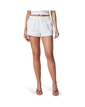 Florence By Mills Embroidered Textured Cotton Shorts - White