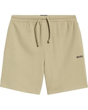 BOSS Waffle Knit Lounge Shorts - Natural