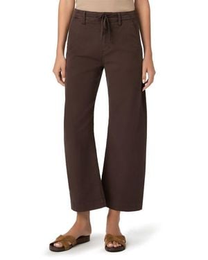 PAIGE Arellia Drawstring High Waist Ankle Barrel Pants - Brown