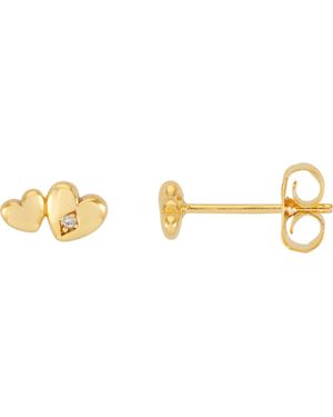 Estella Bartlett Double Cubic Zirconia Heart Stud Earrings - Metallic