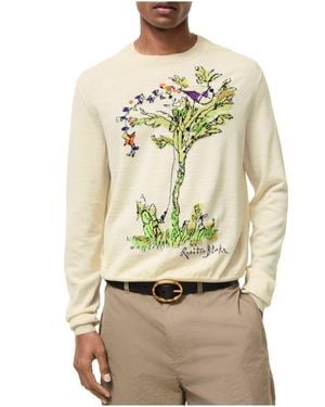 Burberry Wool Silk Brave Little Tree Sweater - Natural
