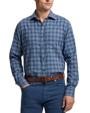 Ralph Lauren Aston Plaid Brushed Cotton Button-Up Shirt - Blue