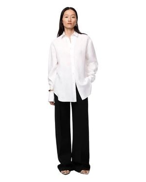 Another Tomorrow Oversized Linen Button-Front Shirt - White