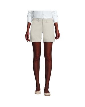 Lands' End Plus Size Elastic Back Classic 7 Chino Shorts - White