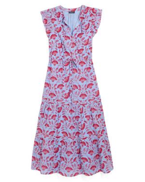 Vineyard Vines Abigail Floral Tie Waist Cotton Voile Dress - Purple