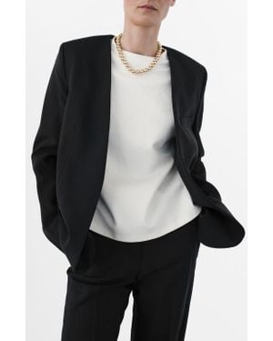 Mango Collarless Blazer - Black