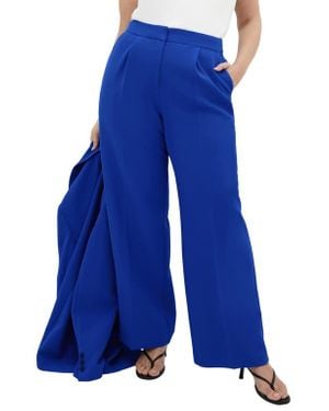 City Chic Alexis High Waist Wide Leg Pants - Blue