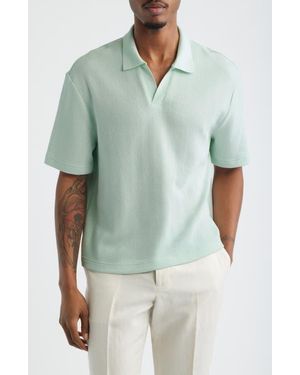 Open Edit Knit Johnny Collar Polo - Green