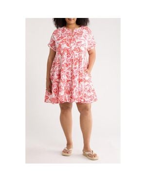 Caslon Cotton Gauze Tiered Popover Dress