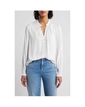 Cloth & Stone Gathered Satin Top - White
