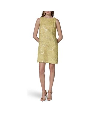 Donna Karan Sequin Shift Dress - Yellow