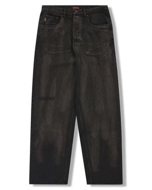 Pleasures Oil Baggy Wide Leg Jeans - Gray