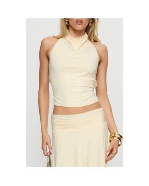 Princess Polly Scenic Route Open Back Halter Top - Natural