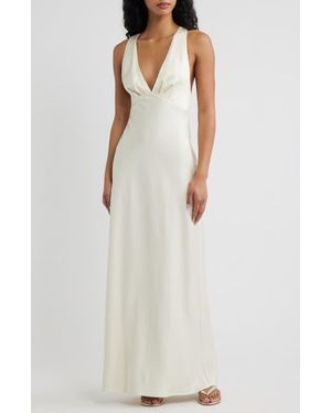 Significant Other Lucile Sleeveless Satin Maxi Dress - White