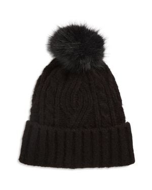 Treasure & Bond Cable Stitch Pom Beanie - Black