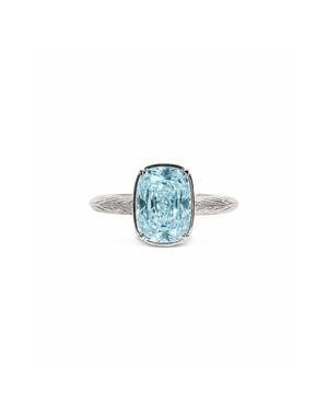 Sterling Forever Cushion Cut Imitation Aquamarine Sterling Ring - Blue