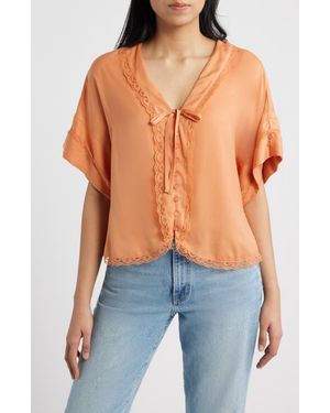 Wit & Wisdom Lace Trim Dolman Sleeve Top - Blue