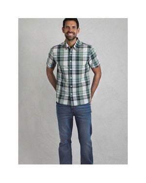 Weird Fish Judd Short Sleeve Check Shirt - Blue