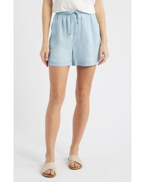 Beach Lunch Lounge Yoko Tie Waist Chambray Shorts - Blue