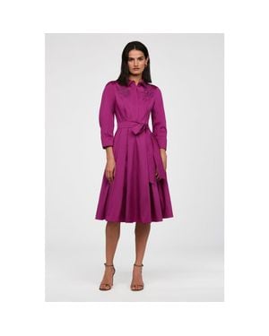 THEIA Rosemary Taffeta Shirt Dress - Purple