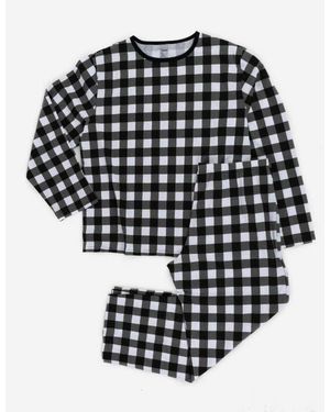 Leveret Cotton Plaid Matching Family Holiday Pajamas - Black