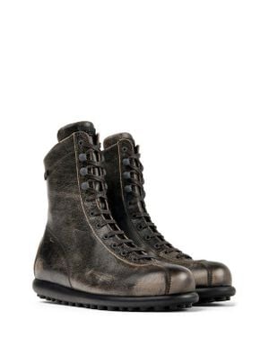 Camper Pelotas Ariel Distressed Combat Boot - Black