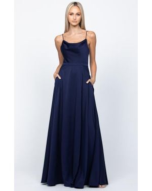 Bariano Diamond Cowl Wrap Gown - Blue