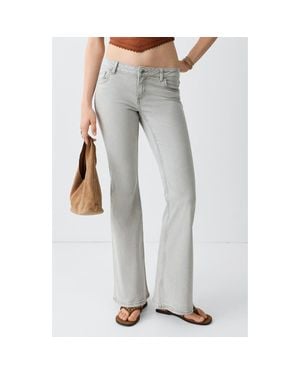 MANGO TEEN Low Waist Flare Jeans - Gray