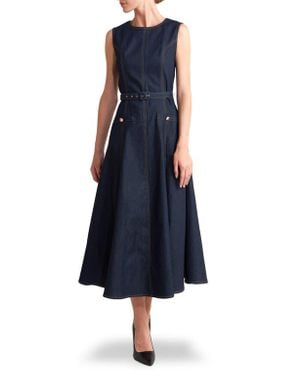 FREEMARKET A-Line Denim Midi Dress - Blue