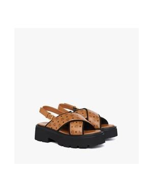 MCM Monogram Platform Sandals - White