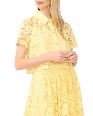 Ted Baker Micah Lace Embroidered Button-Up Top - Yellow