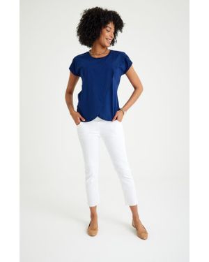 Accouchée Handy Crossover Short Sleeve Cotton Maternity/Nursing Top - Blue