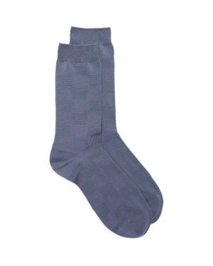 Nordstrom Textured Check Viscose Blend Socks - Blue