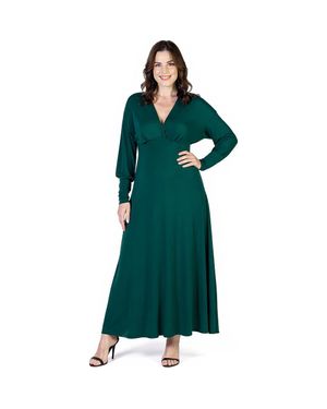 24seven Comfort Apparel V-Neck Long Sleeve Maternity Maxi Dress | Lyst